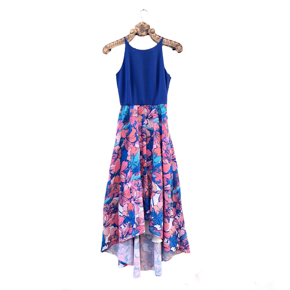 Anthropologie Hutch High Low Bethanie Midi Dress in Blue Floral Small